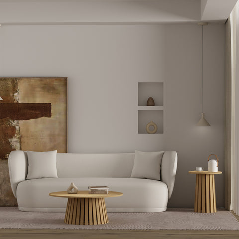 Manhattan Comfort Layla Scandinavian Modern 2-Piece Coffee Table & End Table Set in Light Oak