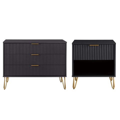 Manhattan Comfort Dumbo Modern 2-Piece Dresser Set in Black