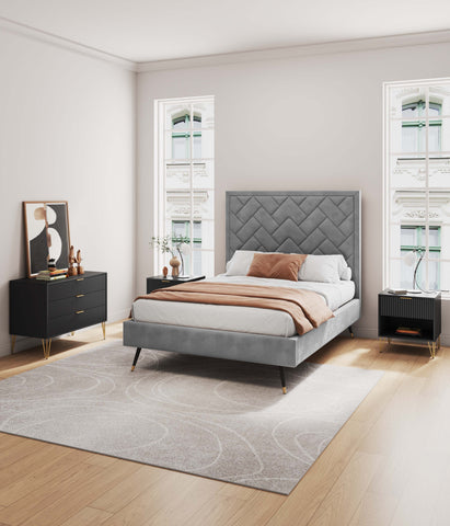 Manhattan Comfort Dumbo Modern 2-Piece Dresser Set in Black