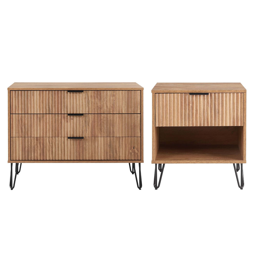 Manhattan Comfort Dumbo Modern 2-Piece Dresser Set in Golden Brown