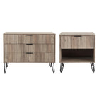 Manhattan Comfort2-Piece DUMBO Modern Standard 3-Drawer Dresser and DUMBO Modern 1.0 Nightstand in Rustic Grey-Modern Room Deco