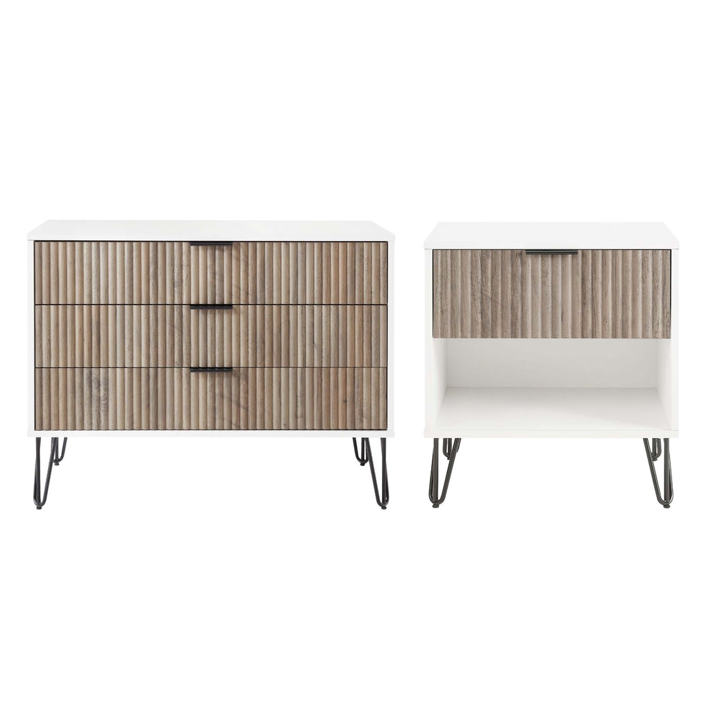 Manhattan Comfort Dumbo Modern 2-Piece Dresser Set in Rustic Gray and White