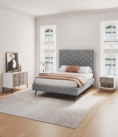 Manhattan Comfort Dumbo Modern 2-Piece Dresser Set in Rustic Gray and White