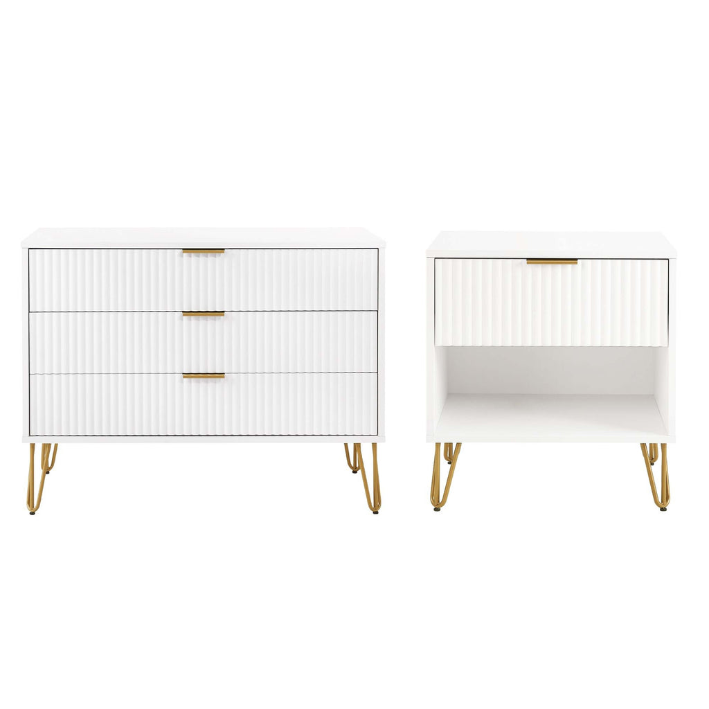 Manhattan Comfort Dumbo Modern 2-Piece Dresser Set in White