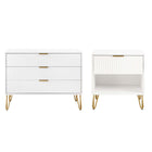 Manhattan Comfort Dumbo Modern 2-Piece Dresser Set in White