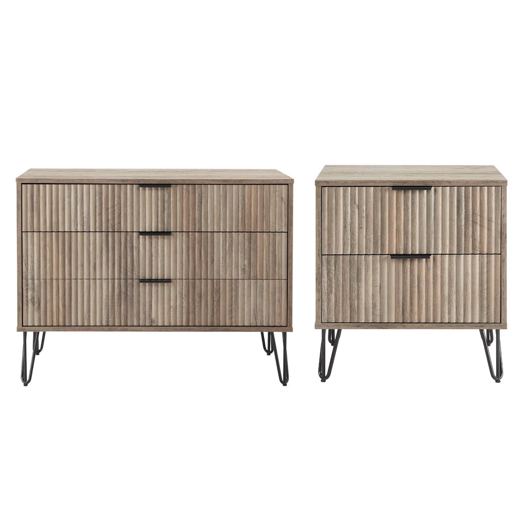 Manhattan Comfort Dumbo Modern 2-Piece Dresser Set in Rustic Gray