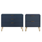Manhattan Comfort Dumbo Modern 2-Piece Dresser Set in Midnight Blue