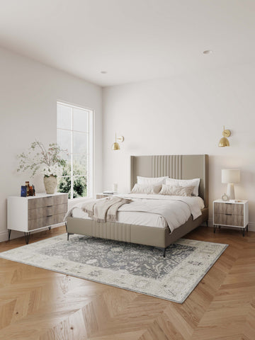Manhattan Comfort Dumbo Modern 2-Piece Dresser Set in Rustic Gray and White