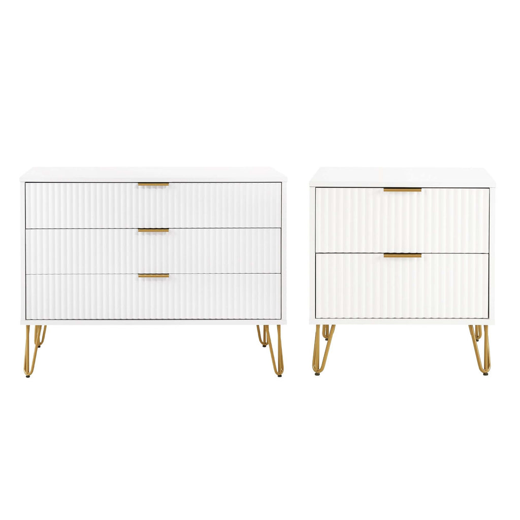 Manhattan Comfort Dumbo Modern 2-Piece Dresser Set in White