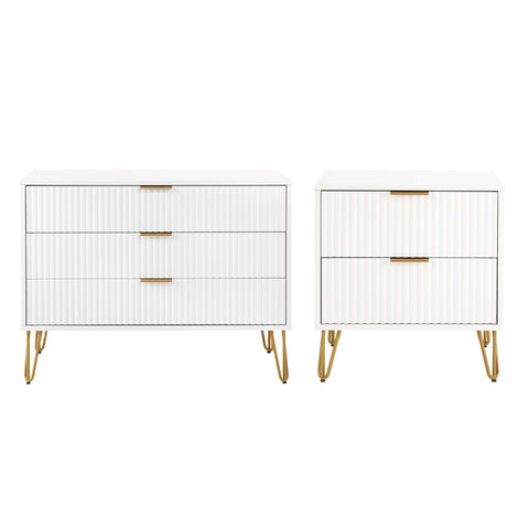 Manhattan Comfort Dumbo Modern 2-Piece Dresser Set in White