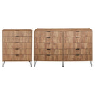 Manhattan Comfort2-Piece DUMBO Modern  5-Drawer Tall Dresser and DUMBO Modern 10-Drawer Double Tall Dresser in Golden Brown