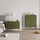 Manhattan Comfort2-Piece DUMBO Modern  5-Drawer Tall Dresser and DUMBO Modern 3-Drawer Standard Dresser in Olive Green