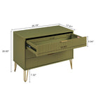 Manhattan Comfort2-Piece DUMBO Modern  5-Drawer Tall Dresser and DUMBO Modern 3-Drawer Standard Dresser in Olive Green