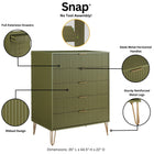 Manhattan Comfort2-Piece DUMBO Modern  5-Drawer Tall Dresser and DUMBO Modern 3-Drawer Standard Dresser in Olive Green