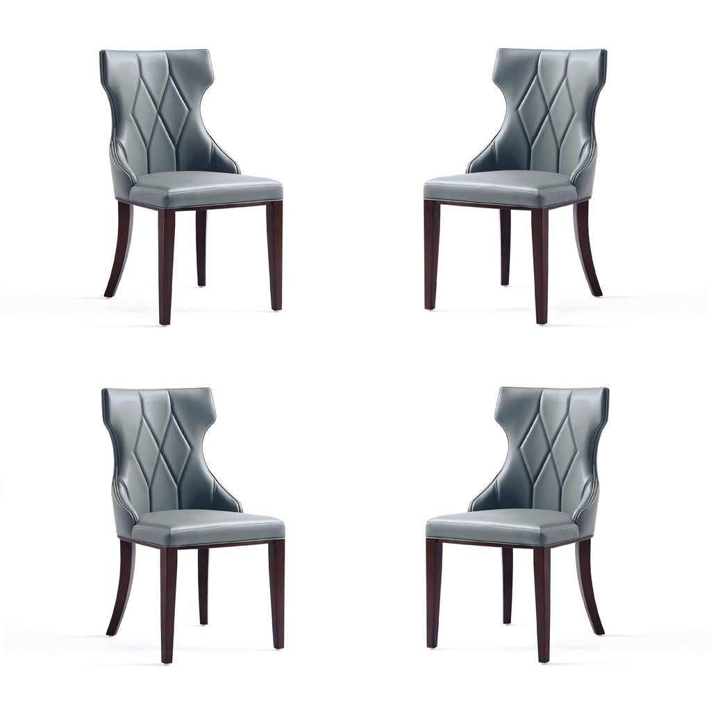 Manhattan Comfort Reine Traditional Wood Upholstered Dining Chair in Gray - Set of 4