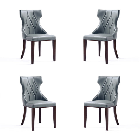 Manhattan Comfort Reine Traditional Wood Upholstered Dining Chair in Gray - Set of 4