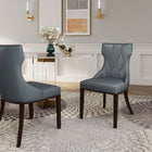 Manhattan Comfort Reine Traditional Wood Upholstered Dining Chair in Gray - Set of 4