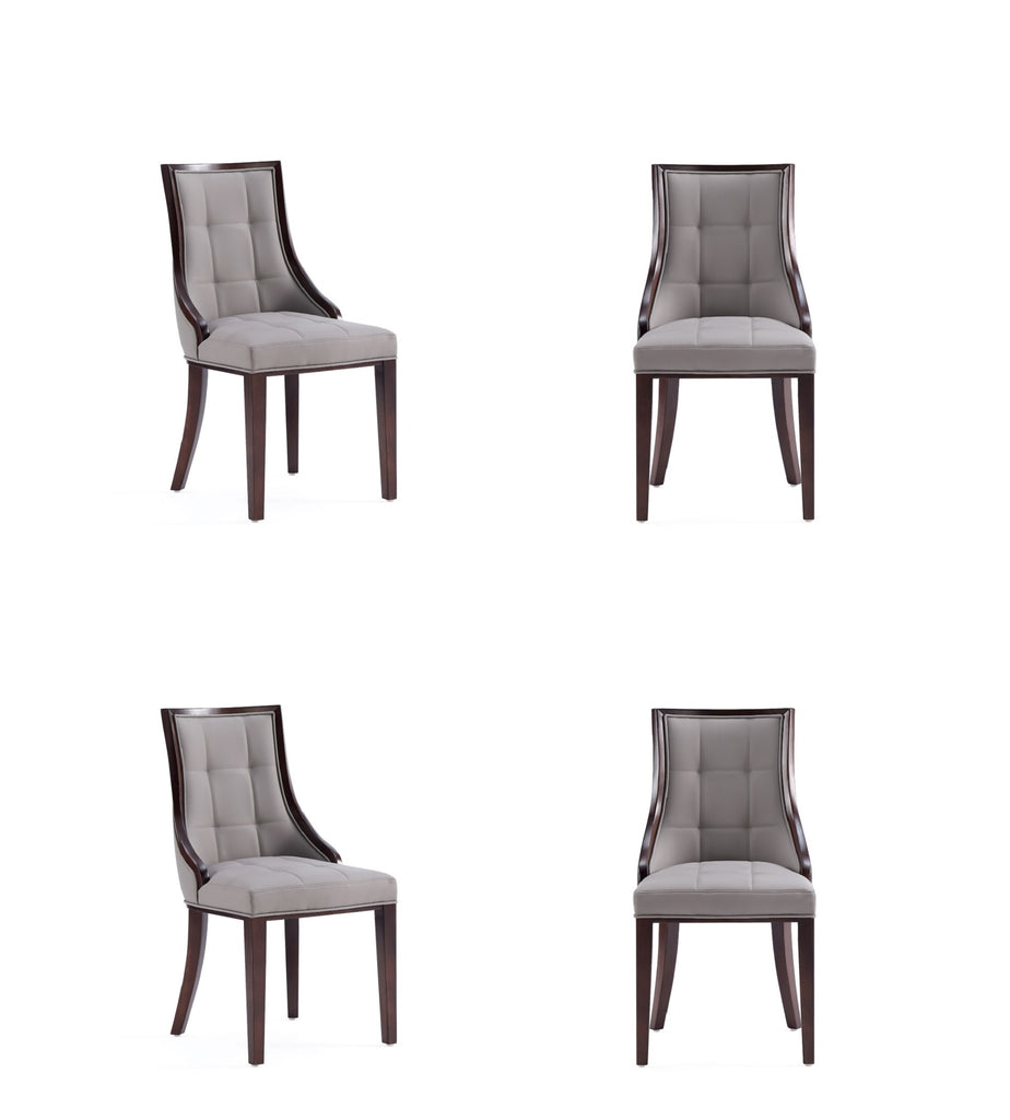 Manhattan Comfort Fifth Avenue Traditional Wood Upholstered Dining Chair in Gray - Set of 4