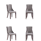 Manhattan Comfort Fifth Avenue Traditional Wood Upholstered Dining Chair in Gray - Set of 4