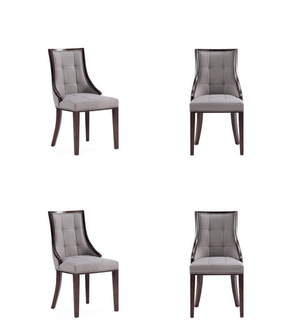 Manhattan Comfort Fifth Avenue Traditional Wood Upholstered Dining Chair in Gray - Set of 4
