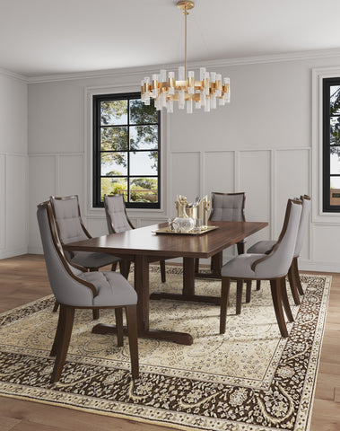 Manhattan Comfort Fifth Avenue Traditional Wood Upholstered Dining Chair in Gray - Set of 4