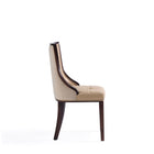 Manhattan Comfort Fifth Avenue Traditional Wood Upholstered Dining Chair in Tan - Set of 4