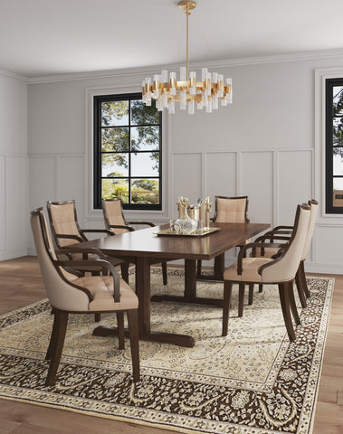 Manhattan Comfort Fifth Avenue Traditional Wood Upholstered Dining Chair in Tan - Set of 2