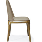 Manhattan Comfort Courding Modern Vegan Leather Wood Dining Chair in Tan - Set of 2