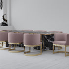 Manhattan Comfort Aura Modern Velvet Metal Dining Chair in Blush - Set of 2