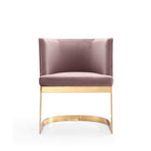 Manhattan Comfort Aura Modern Velvet Metal Dining Chair in Blush - Set of 2