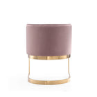 Manhattan Comfort Aura Modern Velvet Metal Dining Chair in Blush - Set of 2