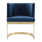 Manhattan Comfort Aura Modern Velvet Metal Dining Chair in Royal Blue - Set of 2