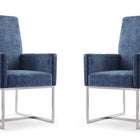 Manhattan Comfort Element Modern Velvet Metal Dining Chair in Blue - Set of 2