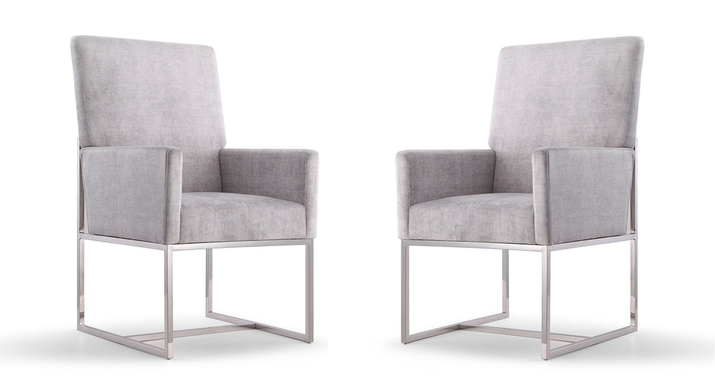 Manhattan Comfort Element Modern Velvet Metal Dining Chair in Gray - Set of 2