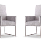 Manhattan Comfort Element Modern Velvet Metal Dining Chair in Gray - Set of 2