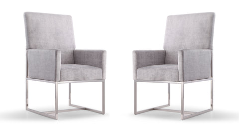 Manhattan Comfort Element Modern Velvet Metal Dining Chair in Gray - Set of 2