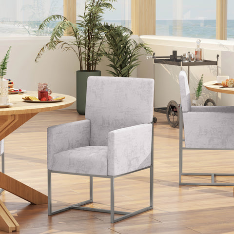 Manhattan Comfort Element Modern Velvet Metal Dining Chair in Gray - Set of 2