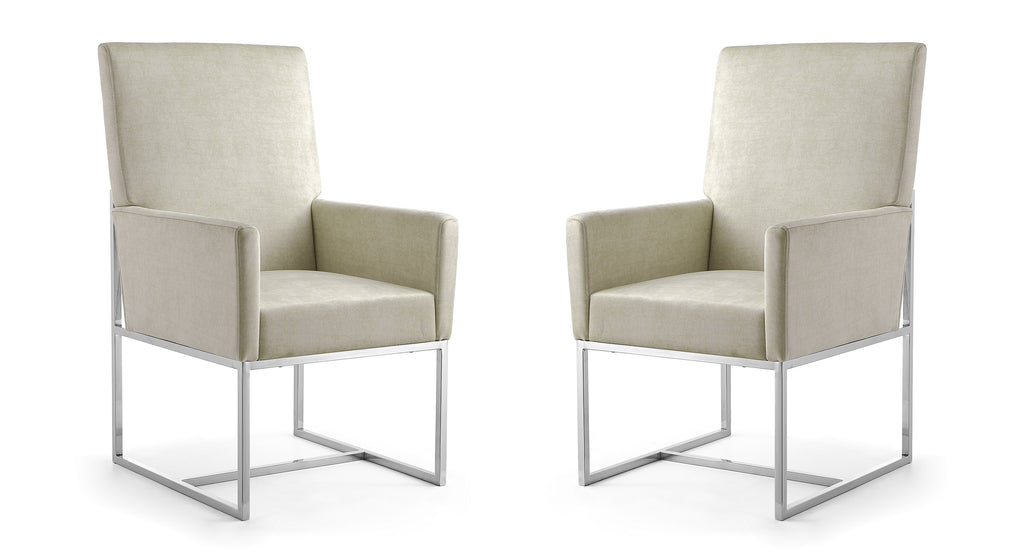 Manhattan Comfort Element Modern Velvet Metal Dining Chair in Champagne - Set of 2