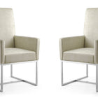 Manhattan Comfort Element Modern Velvet Metal Dining Chair in Champagne - Set of 2