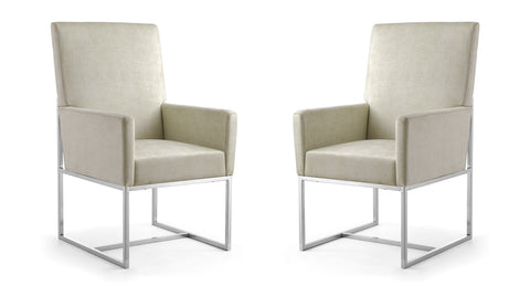 Manhattan Comfort Element Modern Velvet Metal Dining Chair in Champagne - Set of 2