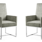 Manhattan Comfort Element Modern Velvet Metal Dining Chair in Steel - Set of 2