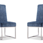 Manhattan Comfort Element Modern Velvet Metal Dining Chair in Blue - Set of 2