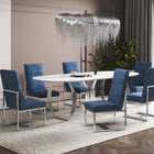 Manhattan Comfort Element Modern Velvet Metal Dining Chair in Blue - Set of 2 - 2-DC030-BL