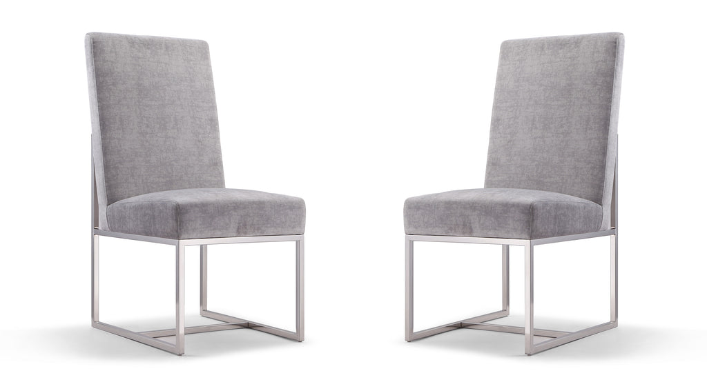 Manhattan Comfort Element Modern Velvet Metal Dining Chair in Gray - Set of 2