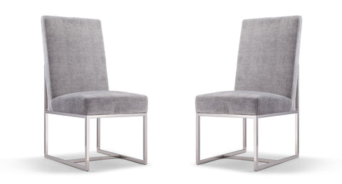 Manhattan Comfort Element Modern Velvet Metal Dining Chair in Gray - Set of 2