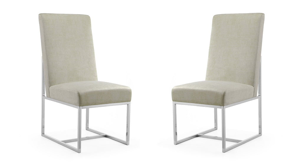 Manhattan Comfort Element Modern Velvet Metal Dining Chair in Champagne - Set of 2