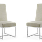 Manhattan Comfort Element Modern Velvet Metal Dining Chair in Champagne - Set of 2