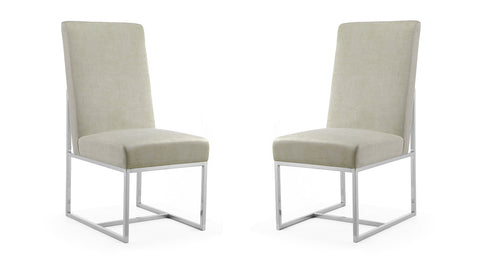 Manhattan Comfort Element Modern Velvet Metal Dining Chair in Champagne - Set of 2