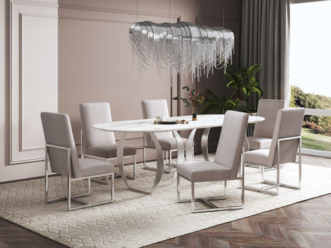 Manhattan Comfort Element Modern Velvet Metal Dining Chair in Champagne - Set of 2