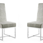 Manhattan Comfort Element Modern Velvet Metal Dining Chair in Steel - Set of 2